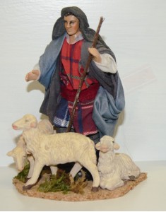 Melu' pastore con gregge pecore per presepe con statuine cm 14