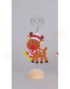 Segnaposto natalizio in legno renna con berretto natalizio da utilizzare sulla tavola delle feste natalizie
