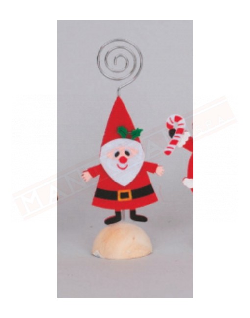 Segnaposto natalizio in legno babbo natale con berretto a punta da utilizzare sulla tavola delle feste natalizie