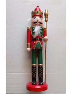 Pupazzo natalizio.Soldatino in legno con bastone. Decorazione natalizia h 38 cm