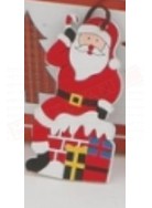 Addobbo per albero di Natale in legno trenino colorato con babbo Natale 8.5 cm