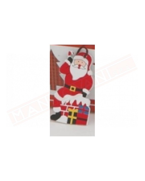 Addobbo per albero di Natale in legno trenino colorato con babbo Natale 8.5 cm