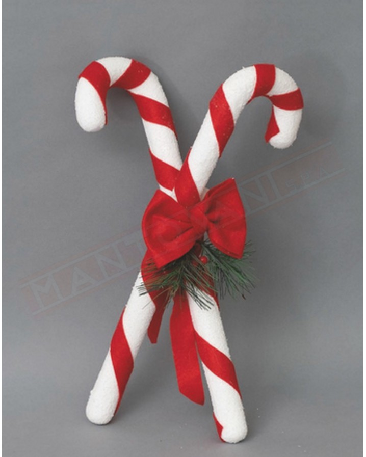 Fuoriporta in polistirolo con soggetto natalizio due bastonicini di zucchero bianchi rossi con rametti e bacche