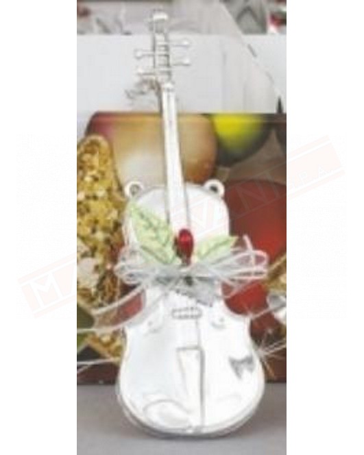Violino argento addobbo per albero di Natale cm 16 circa