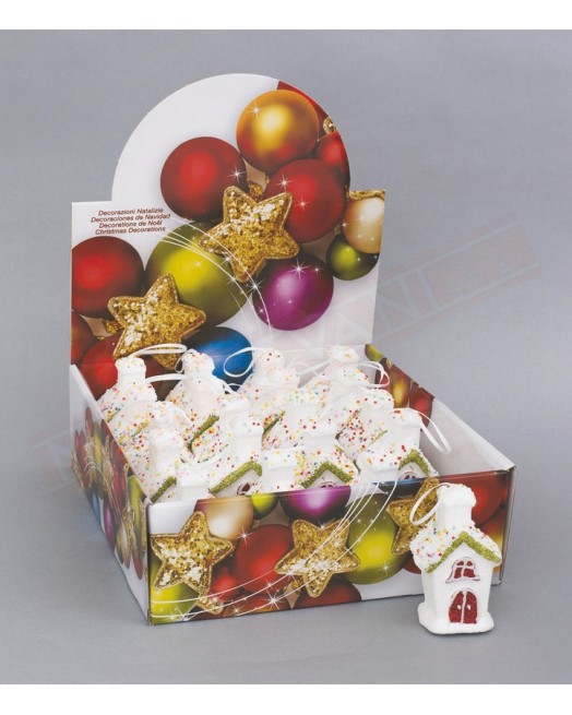 Casetta di zucchero addobbo per albero di Natale cm 5x10 c