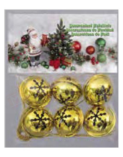 Sonaglio in metallo oro diametro 3 cm confezione da 6 pezzi. Sonaglio delle renne di Babbo Natale.