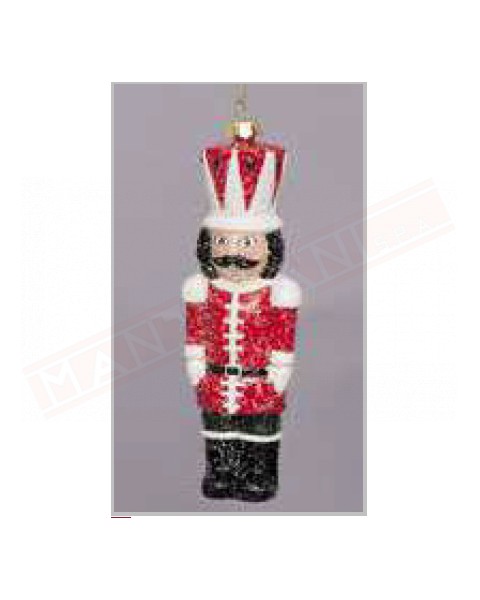 Soldatino in plastica decorata addobbo per albero di Natale cm 14.5