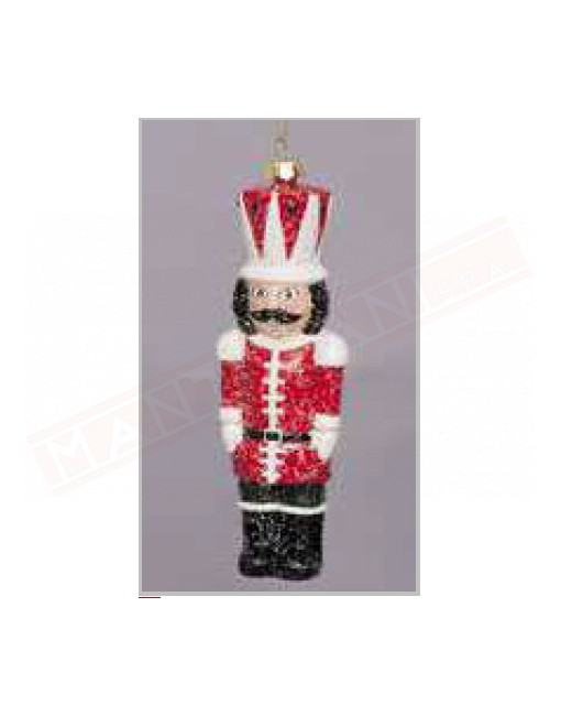 Soldatino in plastica decorata addobbo per albero di Natale cm 14.5