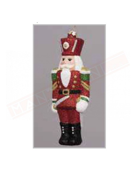 Soldatino in plastica decorata addobbo per albero di Natale cm 16