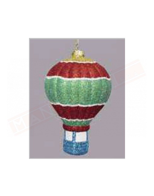 Mongolfiera in plastica decorata addobbo per albero di Natale cm 10.5