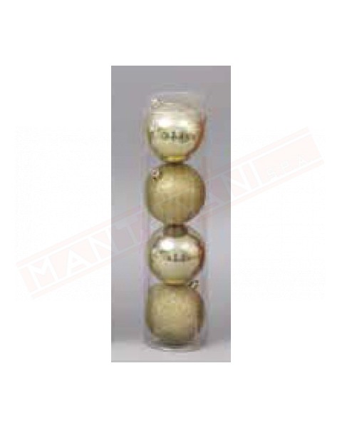 Pallina per albero di Natale cm 8 sfera oro in plastica confezione da 4 pz