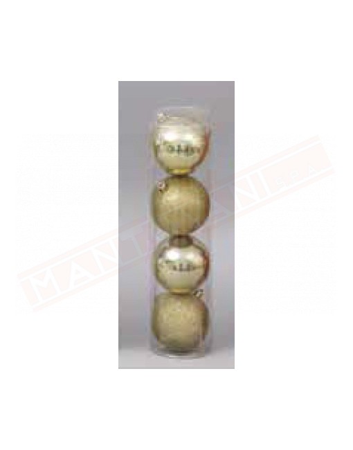Pallina per albero di Natale cm 8 sfera oro in plastica confezione da 4 pz