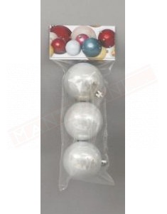 Pallina per albero di Natale cm 7 sfere perlate bianche in plastica confezione da 3 pz