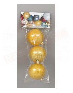 Pallina per albero di Natale cm 7 sfere perlate oro in plastica confezione da 3 pz