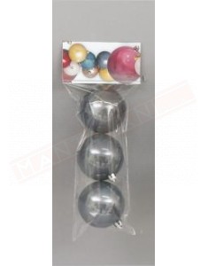 Pallina per albero di Natale cm 7 sfere perlate grige in plastica confezione da 3 pz