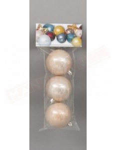 Pallina per albero di Natale cm 7 sfere perlate crema in plastica confezione da 3 pz