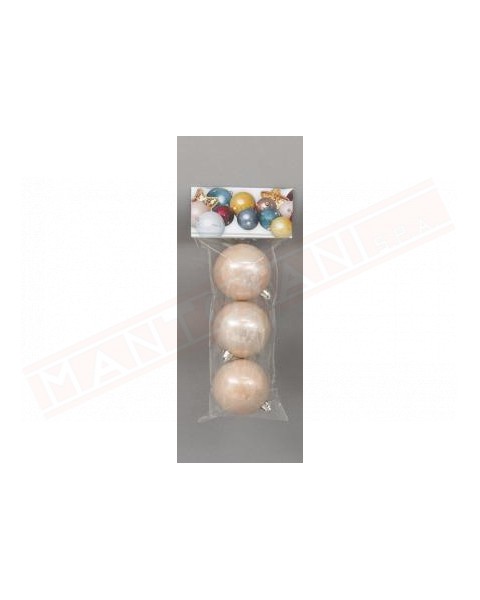 Pallina per albero di Natale cm 7 sfere perlate crema in plastica confezione da 3 pz