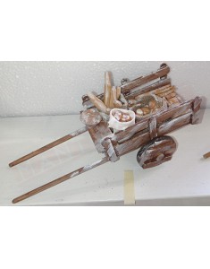 Carro in legno del pane per presepe con statuine da cm 19 misure circa 21x10x8 cm
