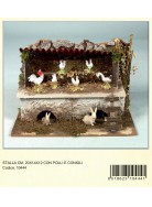 Pollaio con galline e conigli per presepe con statuine da cm 12