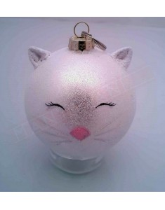 Pallina in vetro silver diametro 8 cm faccia a forma di animale gattina