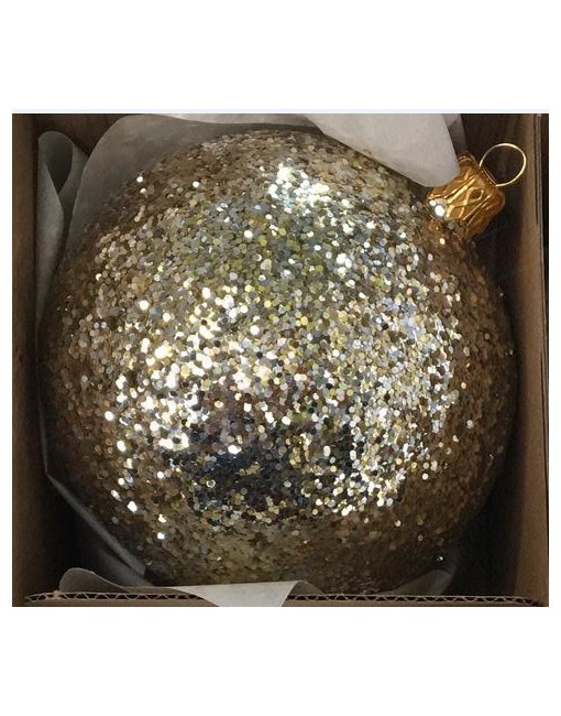 Pallina in vetro glitter oro diametro 8 cm