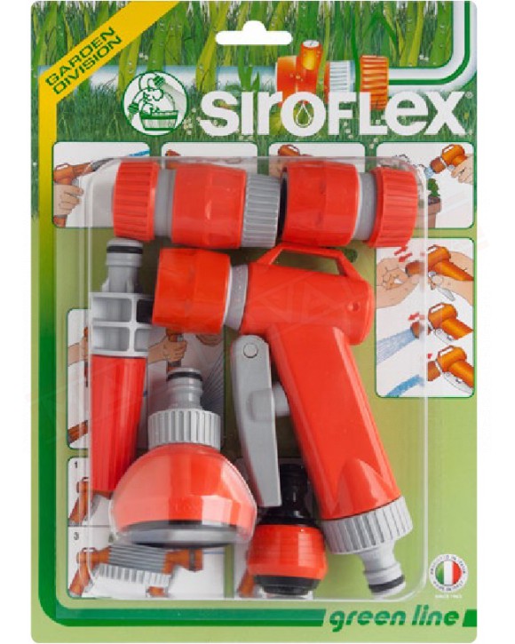 Siroflex pistola con attacco rapido , con lancia, soffione e doccetta in plastica con 2 attacchi 3\4 e con raccordi tubo
