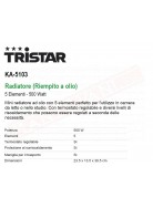 Smartware Tristar stufetta a olio da 500 w con termostato e interuttore accensione 23.5 x 13.5 x 38.5 cm
