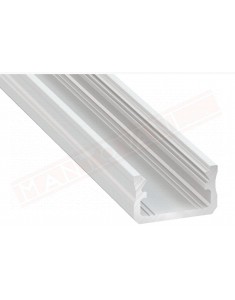 Profilo 2.02 metri alluminio verniciato bianco tipo A senza copertura prezzo al metro misure 16x9.28 mm