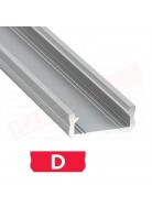 Profilo 3 metri alluminio anodizzato argento tipo D da esterno senza copertura al metro misure 21.9.3 mm copertura 2011-2012