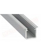 Profilo 2.02 metri alluminio anodizzato argento tipo G da incasso senza copertura al metro misure 18x22 mm copertura 2011-2012