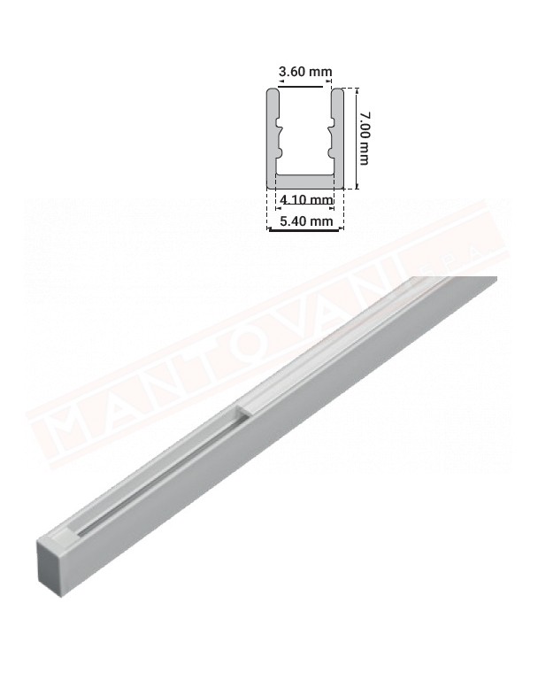 Profilo 2 metri NANO alluminio anodizzato argento senza copertura prezzo al pezzo misure 7x5.4 mm copertura 11-6002-30