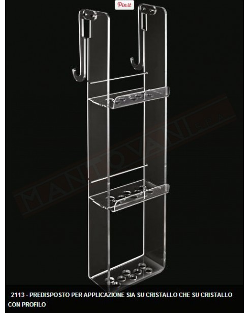 TL BATH portaoggetti a tre piani doppio con gancio trasparente in plexiglass