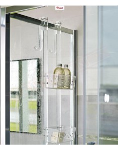 TL BATH portaoggetti a due piani doppio con gancio trasparente in plexiglass