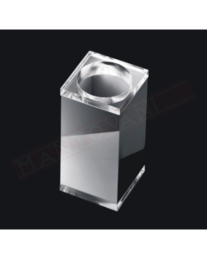 Tl.bath Flesso portaspazzolini da appoggio 60x115x60 mm in ottone cromato e plexyglass