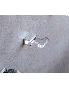 Tl.bath Joly appendiabiti a parete fissaggio a tasselo 45x20x45 mm in plexyglas trasparente e ottone cromato