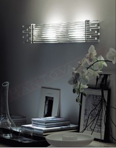 Vistosi Diadema applique in vetro cristallo trasparente alogena 2x80w r7s cm 80x10x13