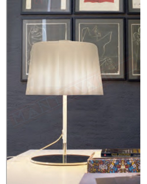 Vistosi Cloth lampada da tavolo in vetro bianco satinato montatura cromo lucido diam 40 h. 50 3 p.lampada e27