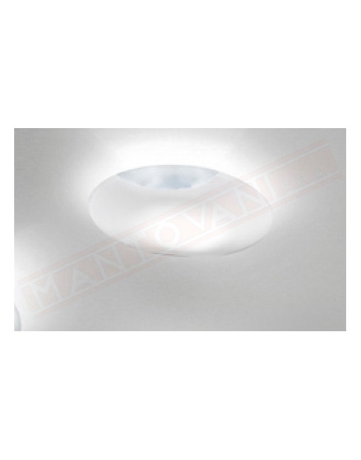 Vistosi Lio plafoniera in vetro bianco lucido e fascia cristallo diam 30 h 9 con 1 p.lampada e27