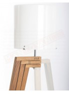 Vistosi Trepai lampada da terra in vetro bianco e legno di noce diametro 43 cm h reg 131 cm 1xe27