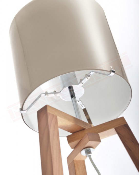 Vistosi Trepai lampada da terra in vetro grigio e legno di noce diametro 43 cm h reg 131 cm 1xe27
