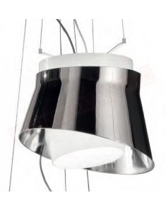 Vistosi Aria sospensione in vetro cromo con interno bianco 1xe27 diametro cm 35 h. 26 + cm 120 max di cavo