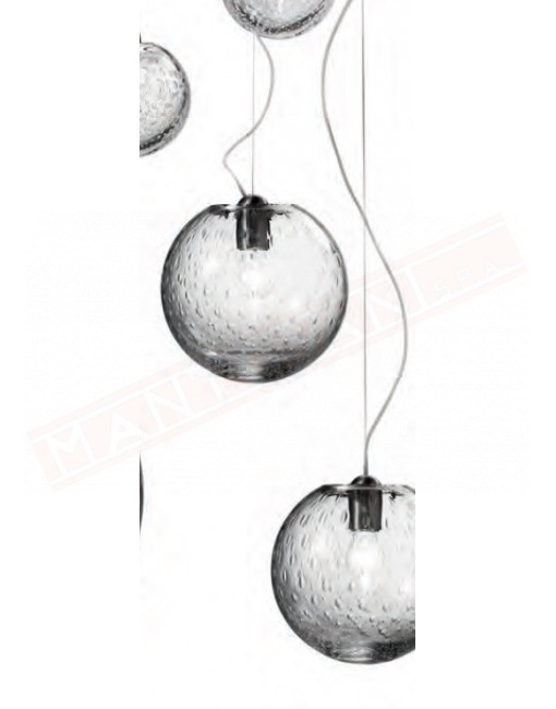 Vistosi Bolle sospensione in vetro trasparente 1xe27 diametro 25 cm H.23.5 cm + cavo max 120 cm