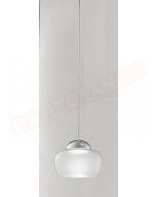 Vistosi Cristallina sospensione in vetro bianco sfumato a led 12.5w 1350lm diametro 24 cm H.17 cm + cavo max 120 cm