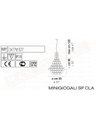 Vistosi Minigiogali sospensione composta da ganci in cristallo trasparente diametro cm 50 h 90 3xe27 finitura cromo