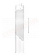 Vistosi Lio 60 sospensione in vetro bianco lucido e fascia cristallo diam 12 cm h 60 cm con led 5w 10v 600lm 2700k dim