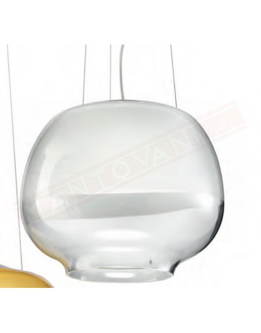 Vistosi Mirage sospensione in vetro bianco e cristallo diametro cm 37 h 30 + cavo a led 19.5w 2850lm dimmerabile