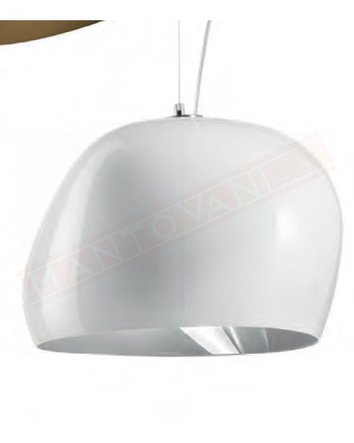 Vistosi Surface sospensione in vetro bianco con interno bianco diametro cm 40 h. 26 + cavo con 1 portalampada e27