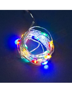LUMINARIA METAL SILVER 20 MICROLED GRANI DI RISO 1.9 MT MULTICOLOR luminaria natalizia multicolor a batteria