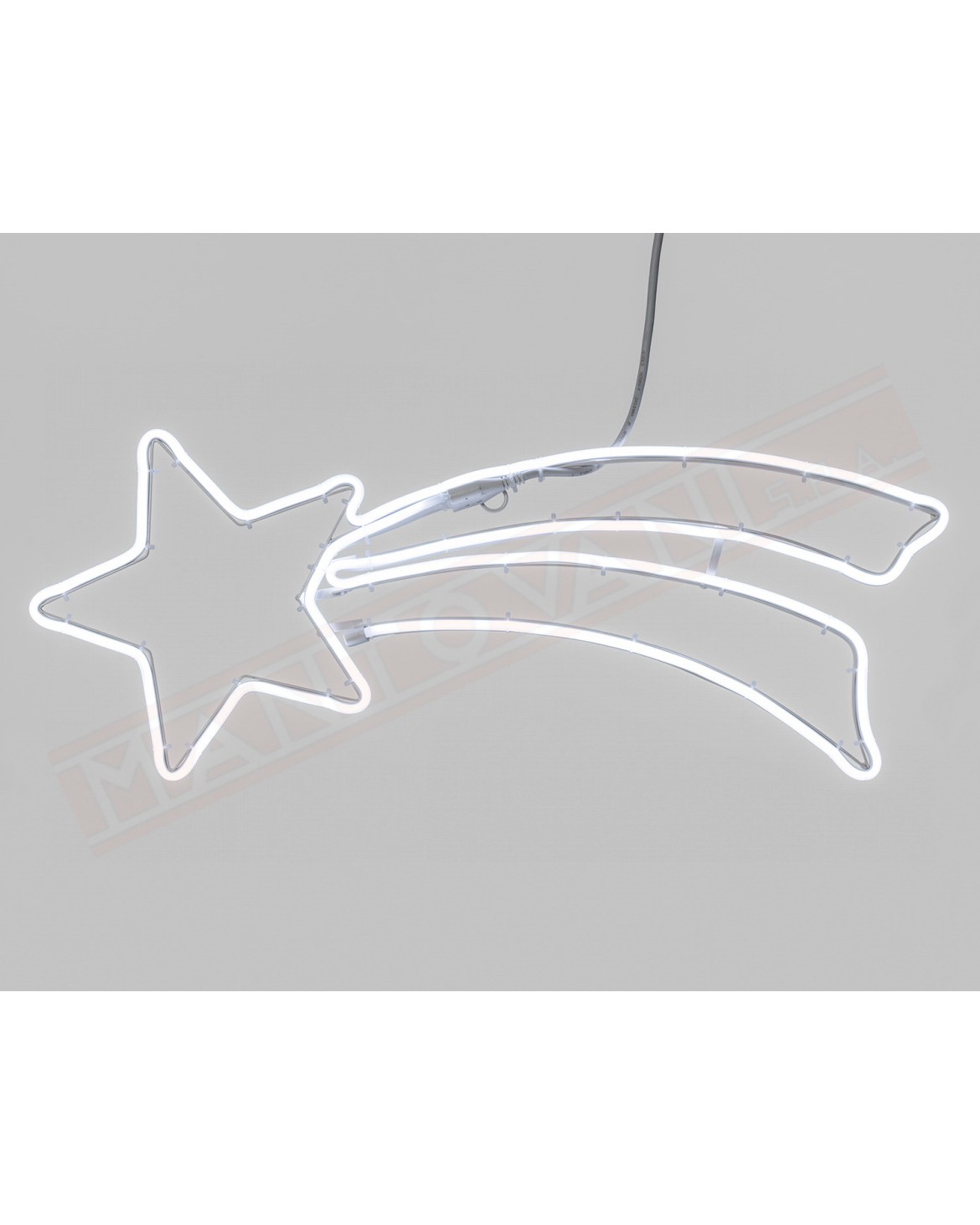 Stella Cometa Coda Doppio Profilo SMD Neon bifacciale 360 LED bianco Luce Fissa 230V Esterno Cavo Bianco 1,5m+70xH27cm