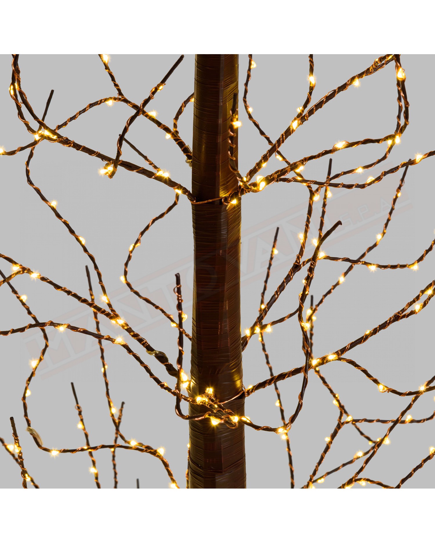 Pino luminoso h 160 marrone con 750 led luce calda con base albero di natale per interno ed esterno cavo alimentazione 4 metri